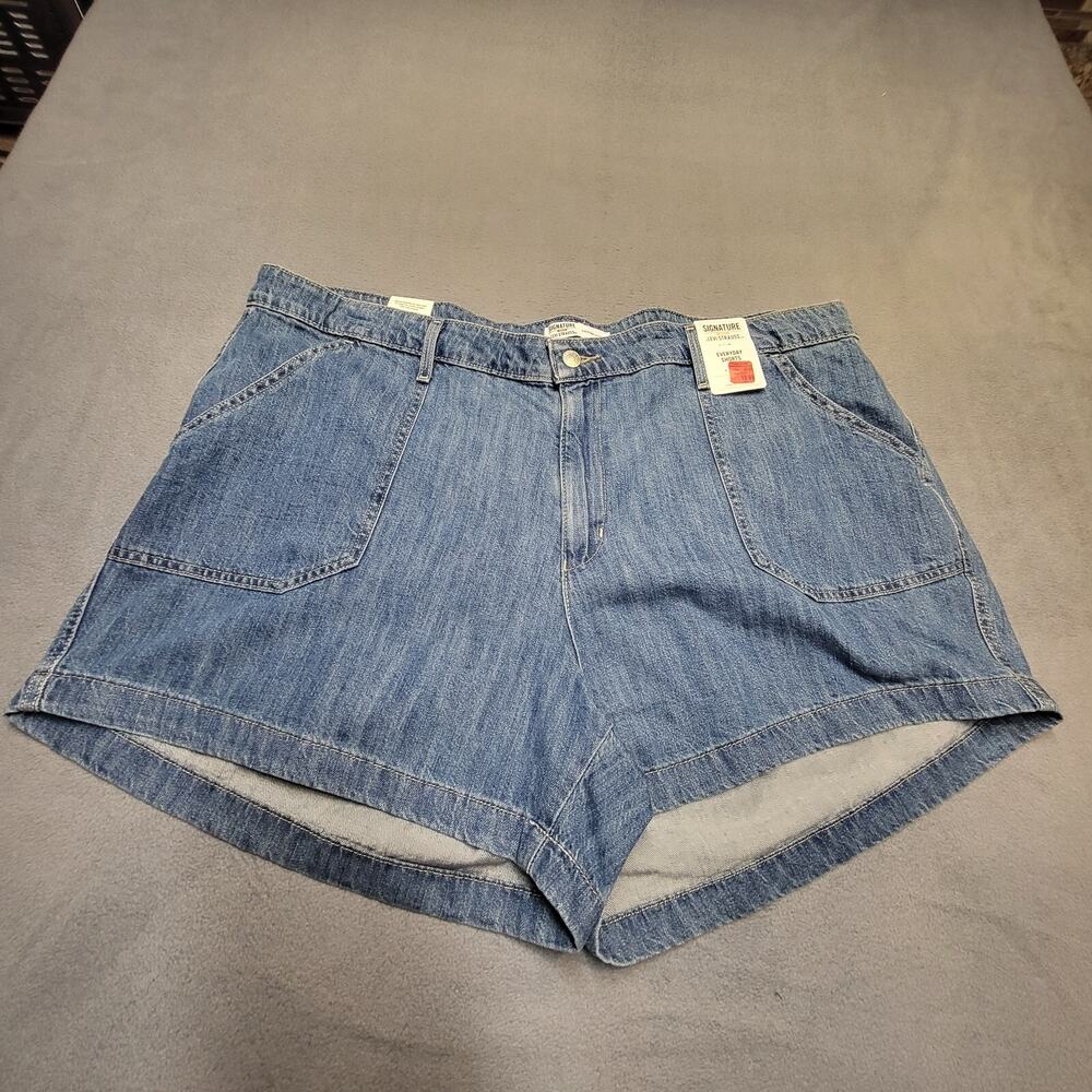 Signature Levis Jean Shorts New Womens 22 Blue Everyday Shorts Stretch Denim